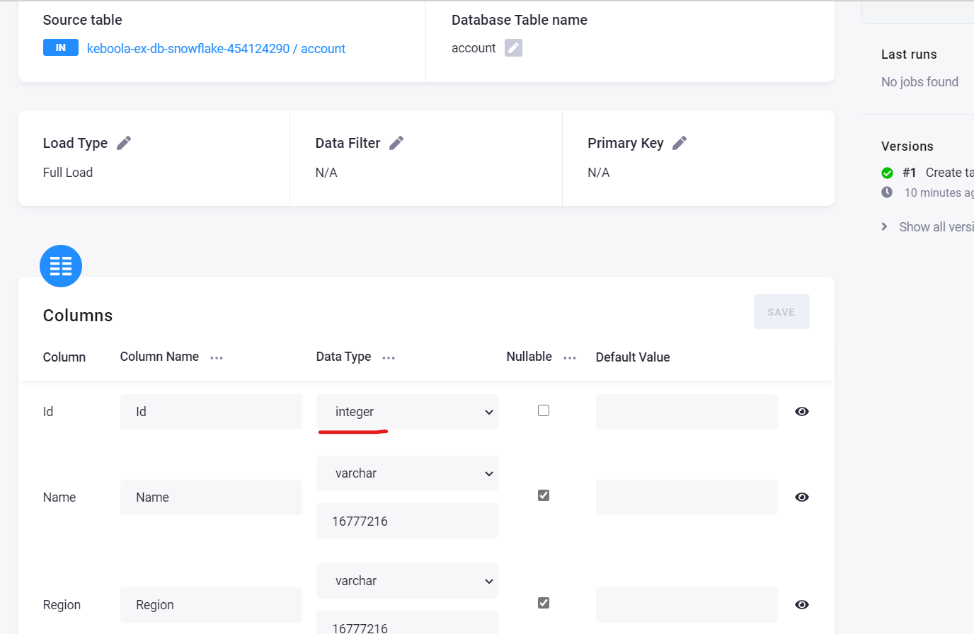 Screenshot - Set Column Data Type