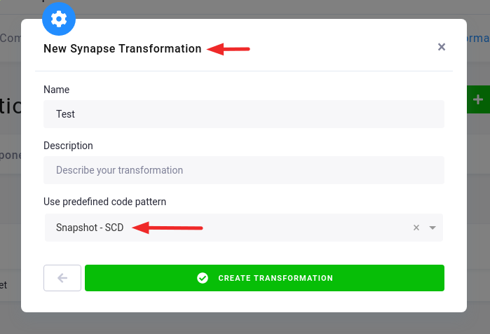 Screenshot -- Create a new transformation