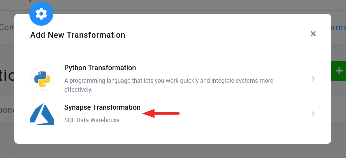Screenshot -- Add new transformation modal