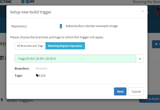 Configure build trigger for tag