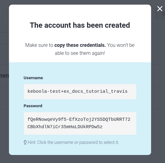 Screenshot -- Account credentials