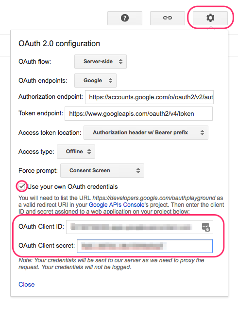 Google OAuth 2.0 Playground 1