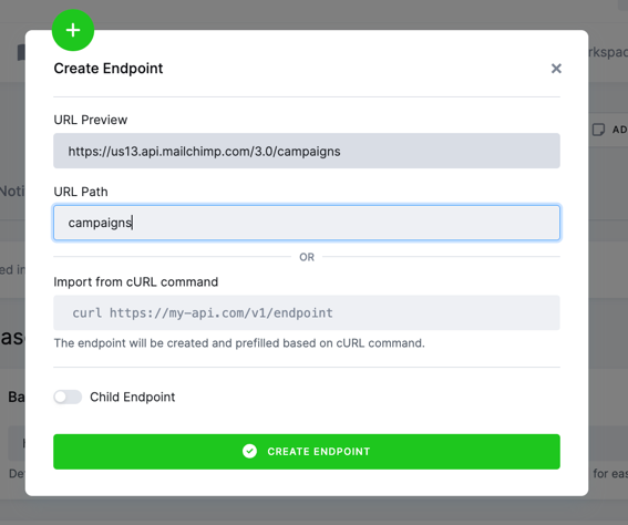 New Endpoint modal